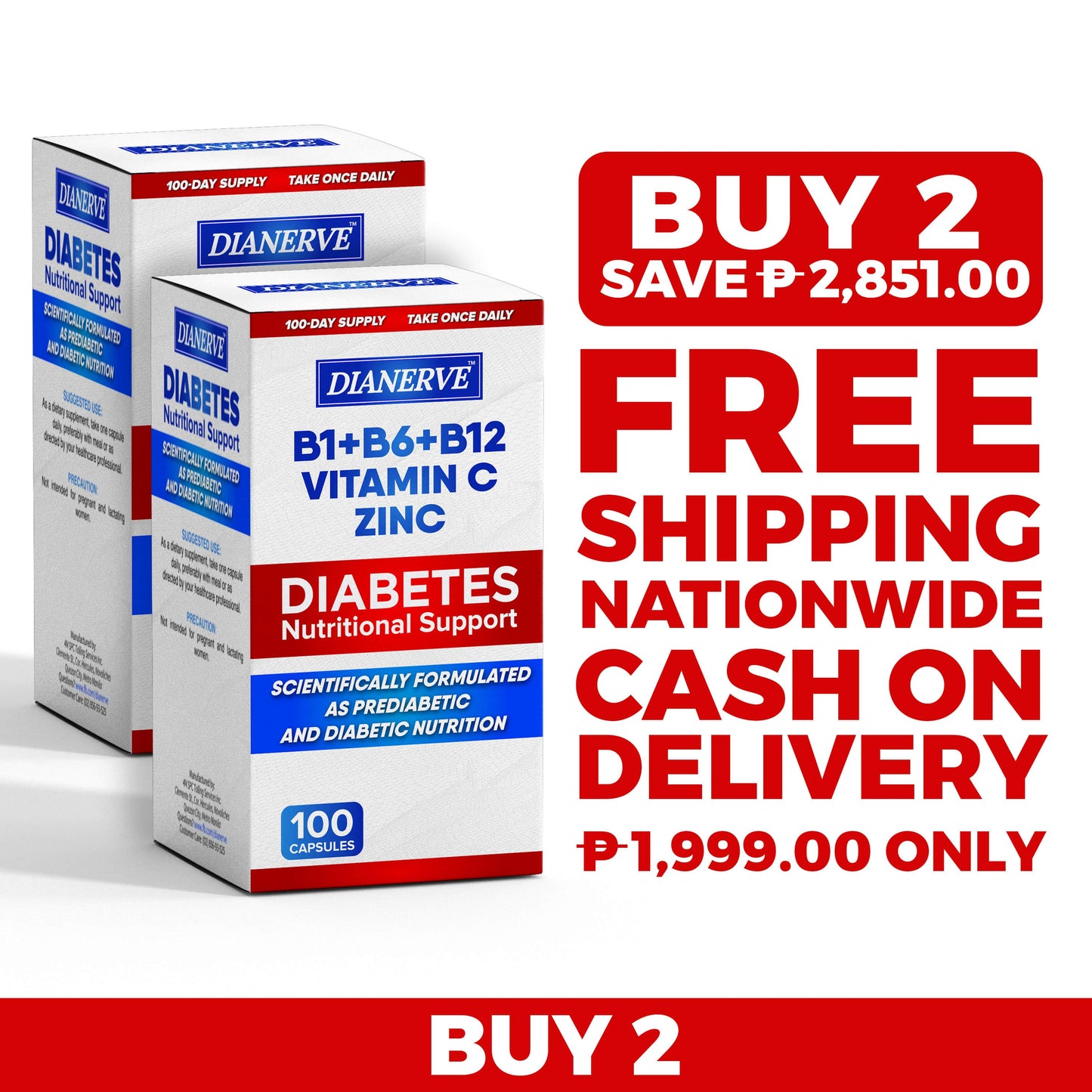 Dianerve™ B1+B6+B12+Vit. C+Zinc+Moringa